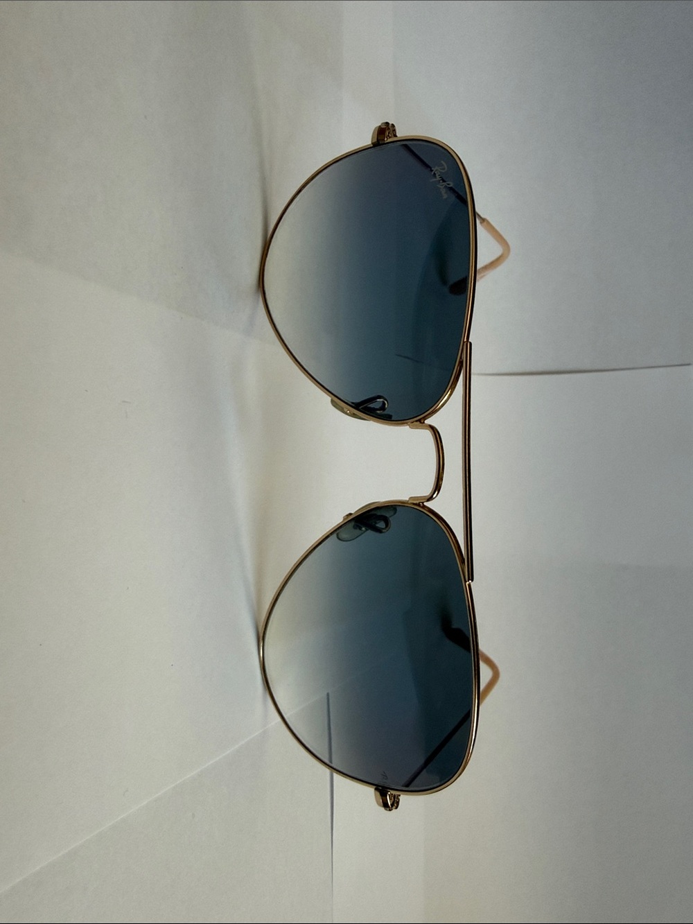 Ray-Ban Gold Frame Sunglasses with Blue Gradient Lenses